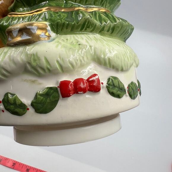VTG Happy Bears Musical Jingle Bells Revolving Christmas Tree Glazed Ceramic - Picture 9 of 9